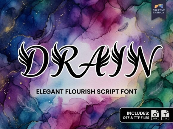 Drain Font: Ethereal Winged Motifs for Visual Storytelling